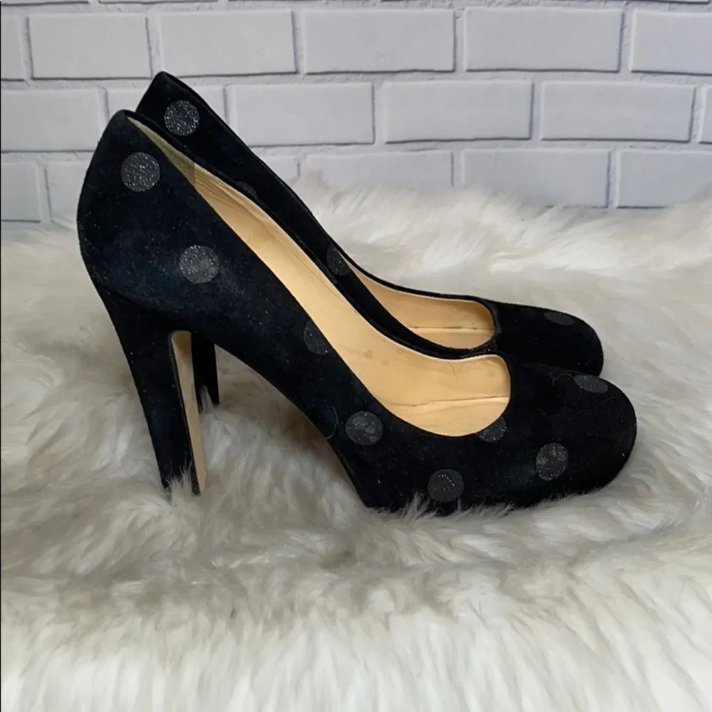 Kate Spade Loire‎ Black Dotted Suede Heels Sz 8